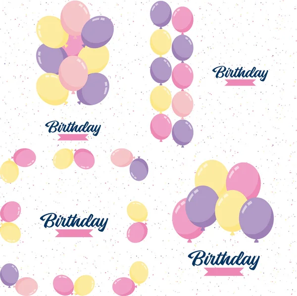 Happy Birthday Text Floral Wreath Watercolor Background — Image vectorielle