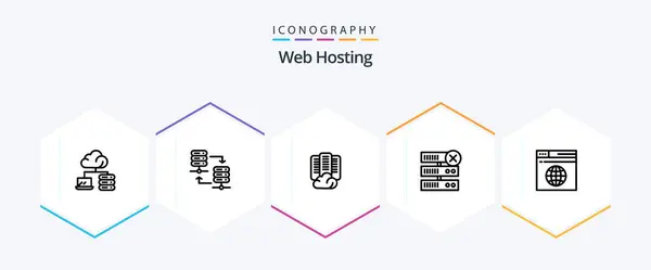 Web Hosting Line Icon Pack Including Server Database Share Data — стоковый вектор