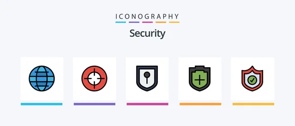Security Line Filled Icon Pack Including Security World Security Security — Vettoriale Stock