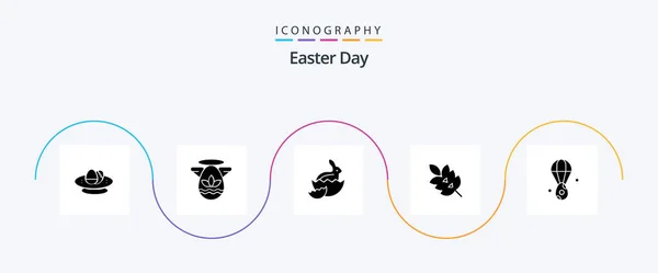 Easter Glyph Icon Pack Including Spring Leaf Protractor Green Nature — 图库矢量图片