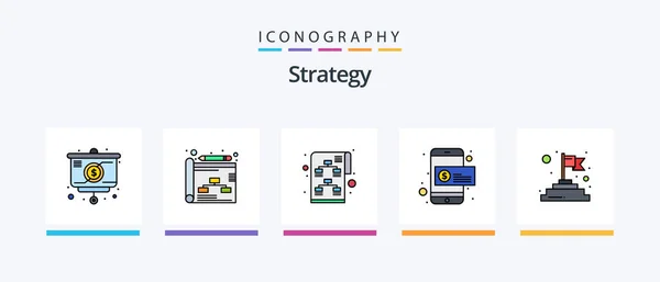 Strategy Line Filled Icon Pack Including Marketing Money Solution Idea — Vector de stock