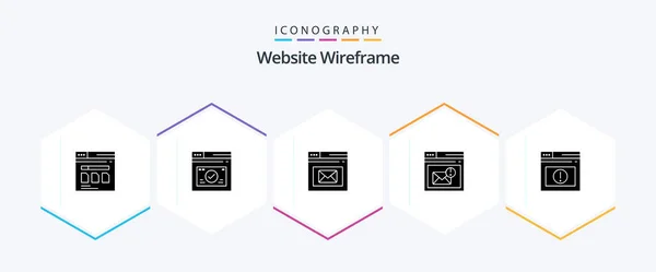 Website Wireframe Glyph Icon Pack Including Page Inbox Website Browser — Image vectorielle