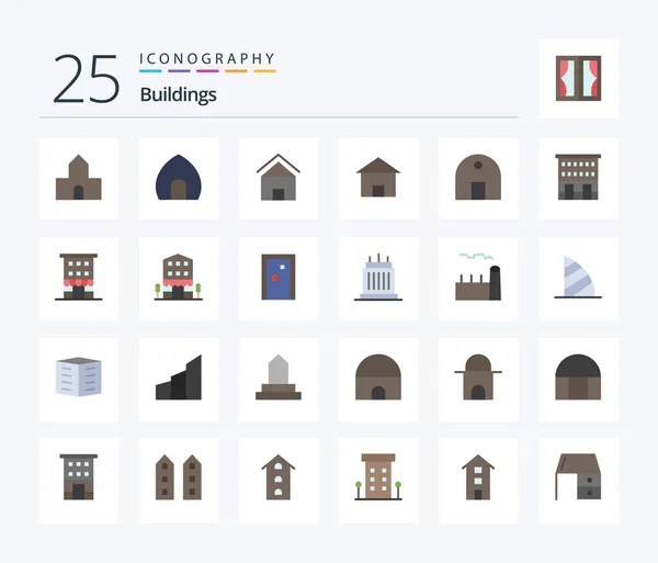 Buildings Flat Color Icon Pack Including Mosque Historical Building Museum — Image vectorielle