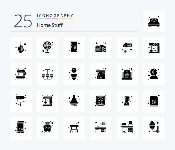 Home Stuff Solid Glyph Icon Pack Including Kitchen Image Freezer — 图库矢量图片