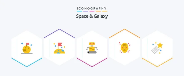 Space Galaxy Flat Icon Pack Including Star Comet Space Asteroid — Archivo Imágenes Vectoriales