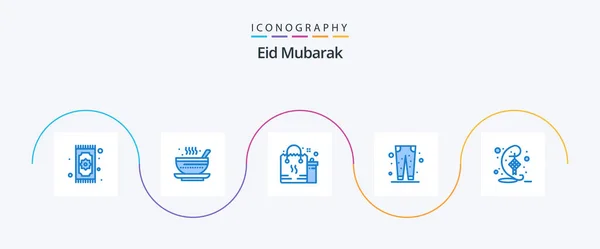 Eid Mubarak Blue Icon Pack Including Pent Trouser Tea Eid — Vetor de Stock