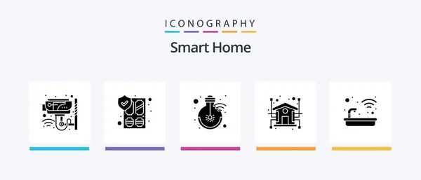 Smart Home Glyph Icon Pack Including House Automation Security Smart — стоковый вектор