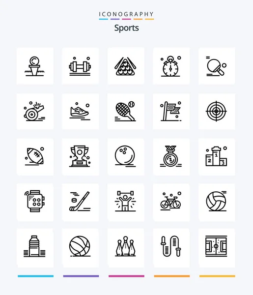 Creative Sports Outline Icon Pack Quarter Watch Gym Play Sport — Stockvektor