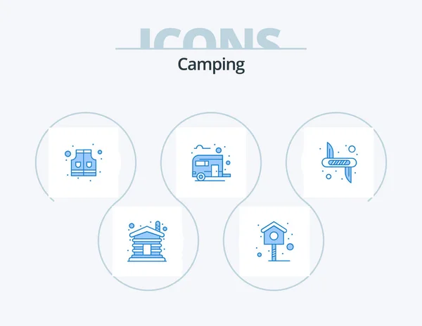 Camping Blue Icon Pack Icon Design Weapon Knife Life Summer — стоковый вектор