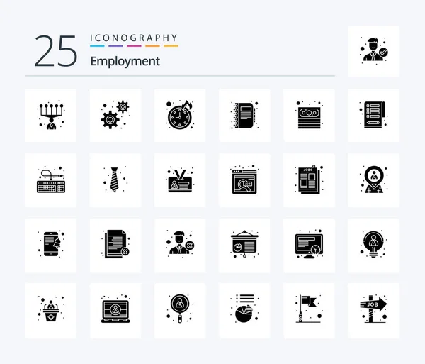 Employment Solid Glyph Icon Pack Including Checklist Money Timepiece Cash — Stockvector