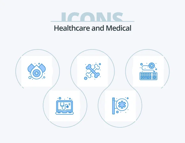 Medical Blue Icon Pack Icon Design Medical Keyboard Blood Attach — Stockvector