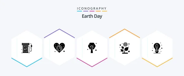 Earth Day Glyph Icon Pack Including Day Green Day Day — Stockvektor