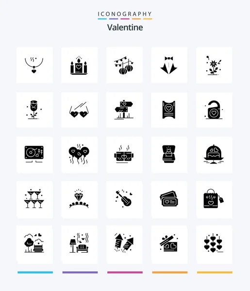 Creative Valentine Glyph Solid Black Icon Pack Decoration Day Love — Vettoriale Stock
