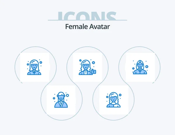 Female Avatar Blue Icon Pack Icon Design User Female Web — Stok Vektör