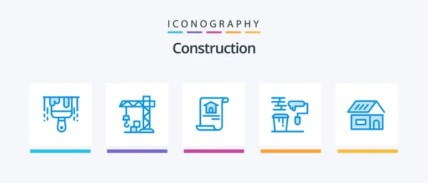 Construction Blue Icon Pack Including Construction Building Home Tools Painting — Stok Vektör