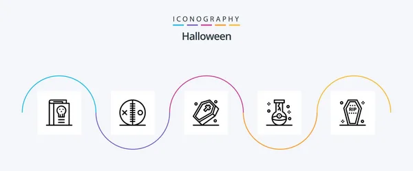 Halloween Line Icon Pack Including Flask Bottle Puncture Spooky — Stok Vektör