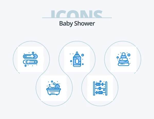 Baby Shower Blue Icon Pack Icon Design Toy Kids Pyramid — Stock vektor