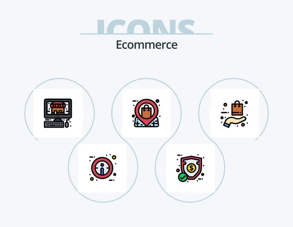 Ecommerce Line Filled Icon Pack Icon Design Shop Buy Coin — Vector de stock