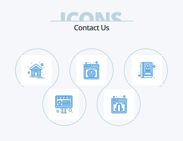 Contact Blue Icon Pack Icon Design Book Home Address Web — Stockvector