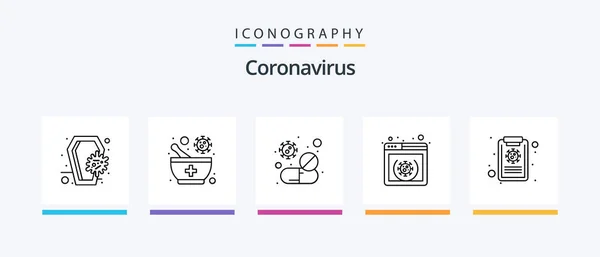 Coronavirus Line Icon Pack Including Pill Fever Healthcare Cough Nose — стоковый вектор