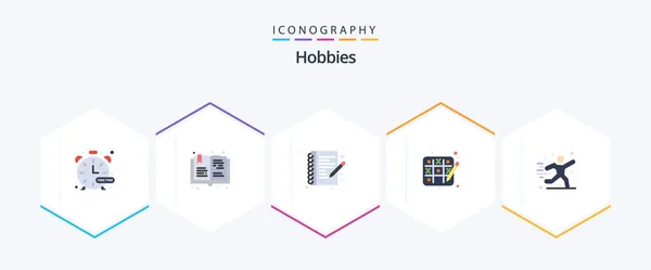 Hobbies Flat Icon Pack Including Play Hobbies Hobbies Hobby Tic — Stock Vector