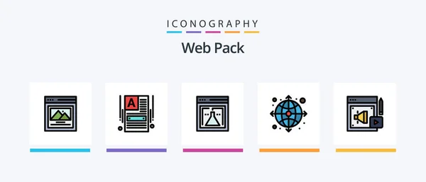 Web Pack Line Filled Icon Pack Including Pencil Drawing Web — Image vectorielle
