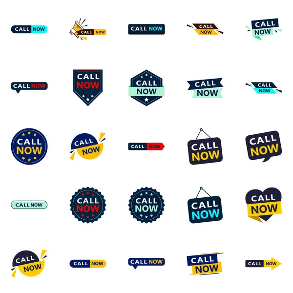 Call Now Modern Typographic Elements Encourage Calling — Vettoriale Stock