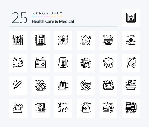 Health Care Medical Line Icon Pack Including Bowl Health Care — Stockový vektor