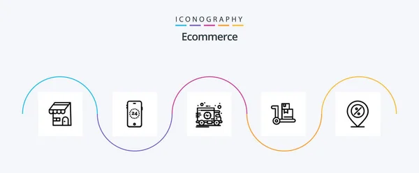 Ecommerce Line Icon Pack Including Percentage Offer Time Ecommerce Ecommerce — Stok Vektör