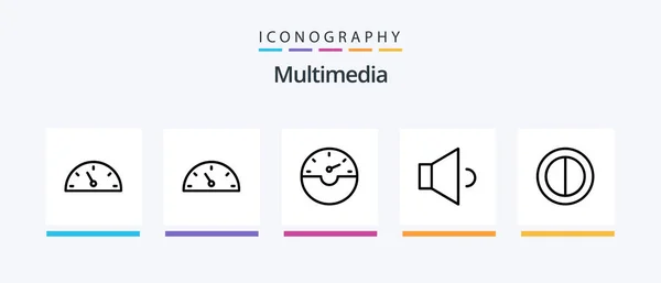 Multimedia Line Icon Pack Including Speed Toggle Preferences Creative Icons — Stok Vektör