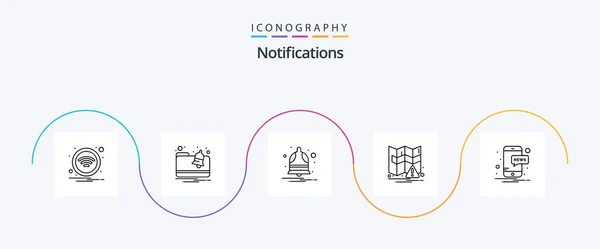 Notifications Line Icon Pack Including News Notification Mobile Navigation — 图库矢量图片