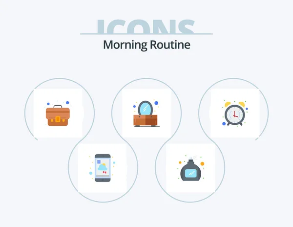 Morning Routine Flat Icon Pack Icon Design Clock Alarm Business — Stockvector