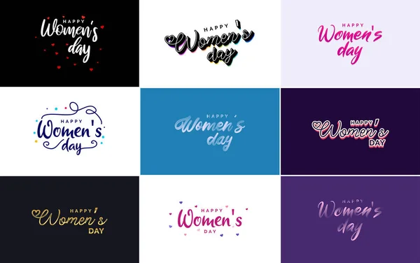 International Women Day Vector Hand Written Typography Background — Stock Vector