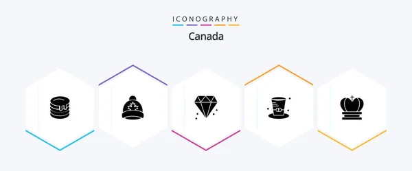 Canada Glyph Icon Pack Including Royal Crown Diamond Canada Detective — Stok Vektör