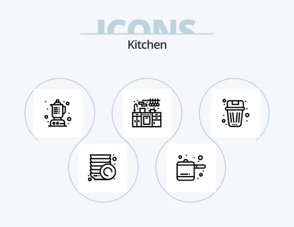 Kitchen Line Icon Pack Icon Design Microwave Kitchen Kitchen Kitchen — Stockvektor