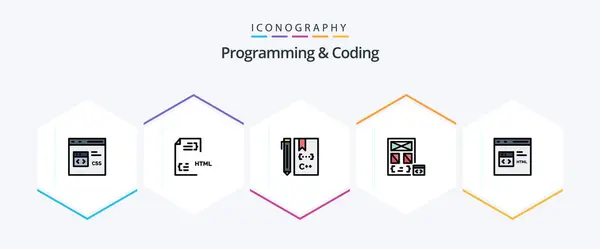 Programming Coding Filledline Icon Pack Including Develop App File Development — Image vectorielle