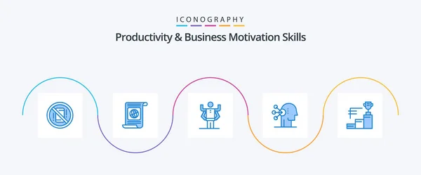 Productivity Business Motivation Skills Blue Icon Pack Including Human Assortment — Stock Vector