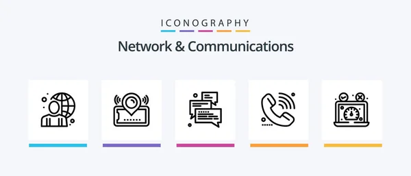 Network Communications Line Icon Pack Including Accept Map Arrow Direction — Stockový vektor