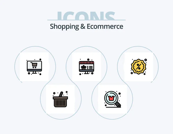 Shopping Ecommerce Line Filled Icon Pack Icon Design Search Track — Stockový vektor