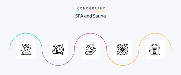 Sauna Line Icon Pack Including Lotus Love Board Nature — Stok Vektör