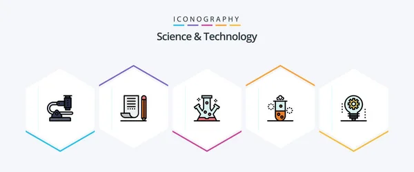 Science Technology Filledline Icon Pack Including Radioactivity Nuclear Radiation Notepad — Archivo Imágenes Vectoriales