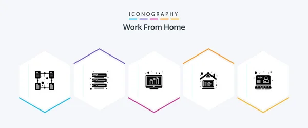 Work Home Glyph Icon Pack Including Communication Home Work Graph — Vetor de Stock