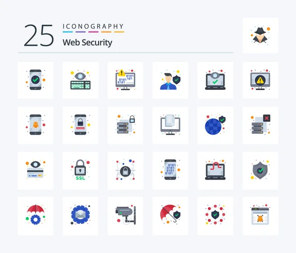 Web Security Flat Color Icon Pack Including Protect Data Keyboard — Stock vektor