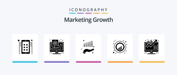 Marketing Growth Glyph Icon Pack Including Trend Plot Success Crosshair — Stok Vektör