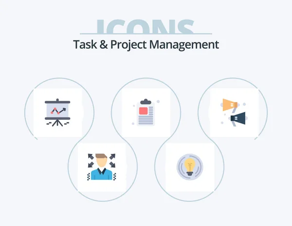Task Project Management Flat Icon Pack Icon Design Speaker Loud — Stock Vector