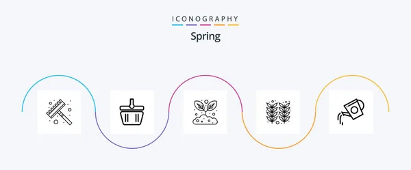 Spring Line Icon Pack Including Tank Beverage Growing Water Tank — Stockvector
