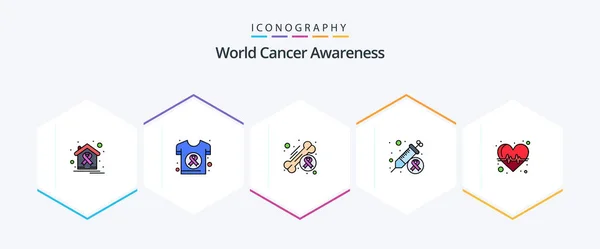 World Cancer Awareness Filledline Icon Pack Including Health Cancer Health — Vector de stock