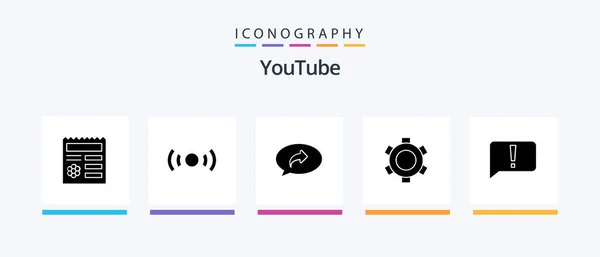 Youtube Glyph Icon Pack Including Chat Setting Gear Right Creative — Stockvektor