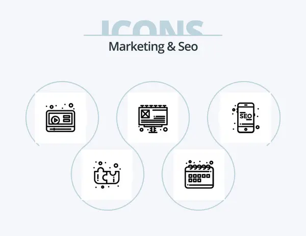 Marketing Seo Line Icon Pack Icon Design Stock Seo Jewel — Stockvector