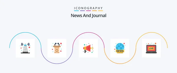 News Flat Icon Pack Including News Broadcasting Announce News Broadcasting — Stok Vektör